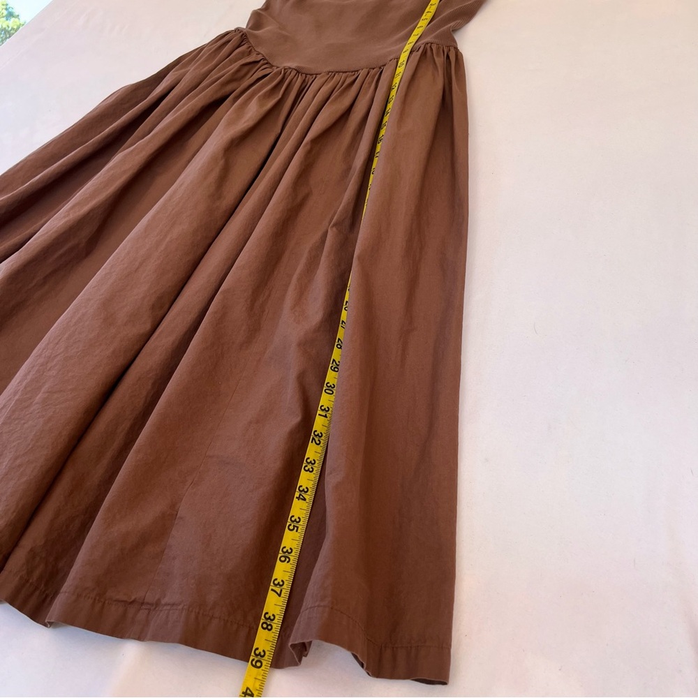 Anthropologie Brown Strapless Mini Dress Large Cotton‎ Boho Indie Quiet Luxury - Picture 10 of 11